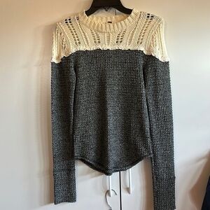 #170 Free People cream and Gray Long Sleeve Tee